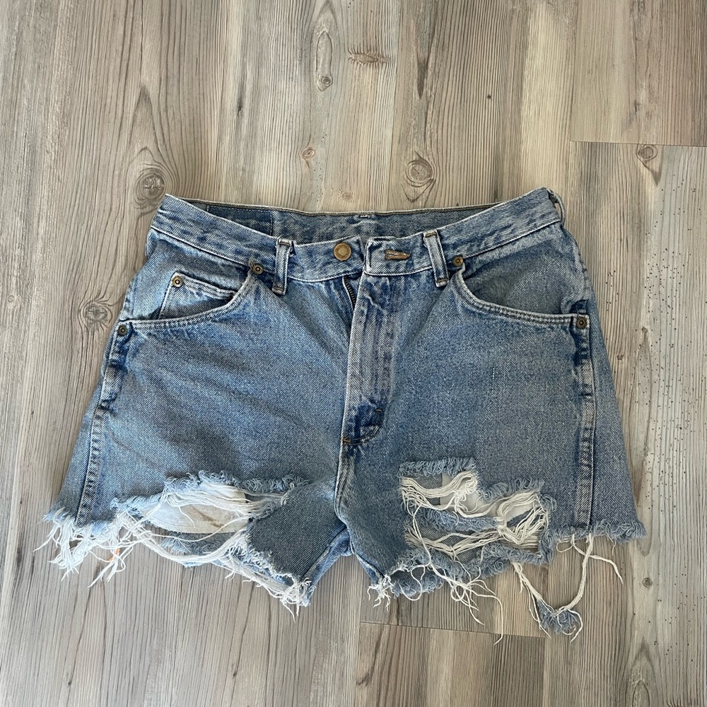 Wrangler Blue Distressed Jean Shorts
